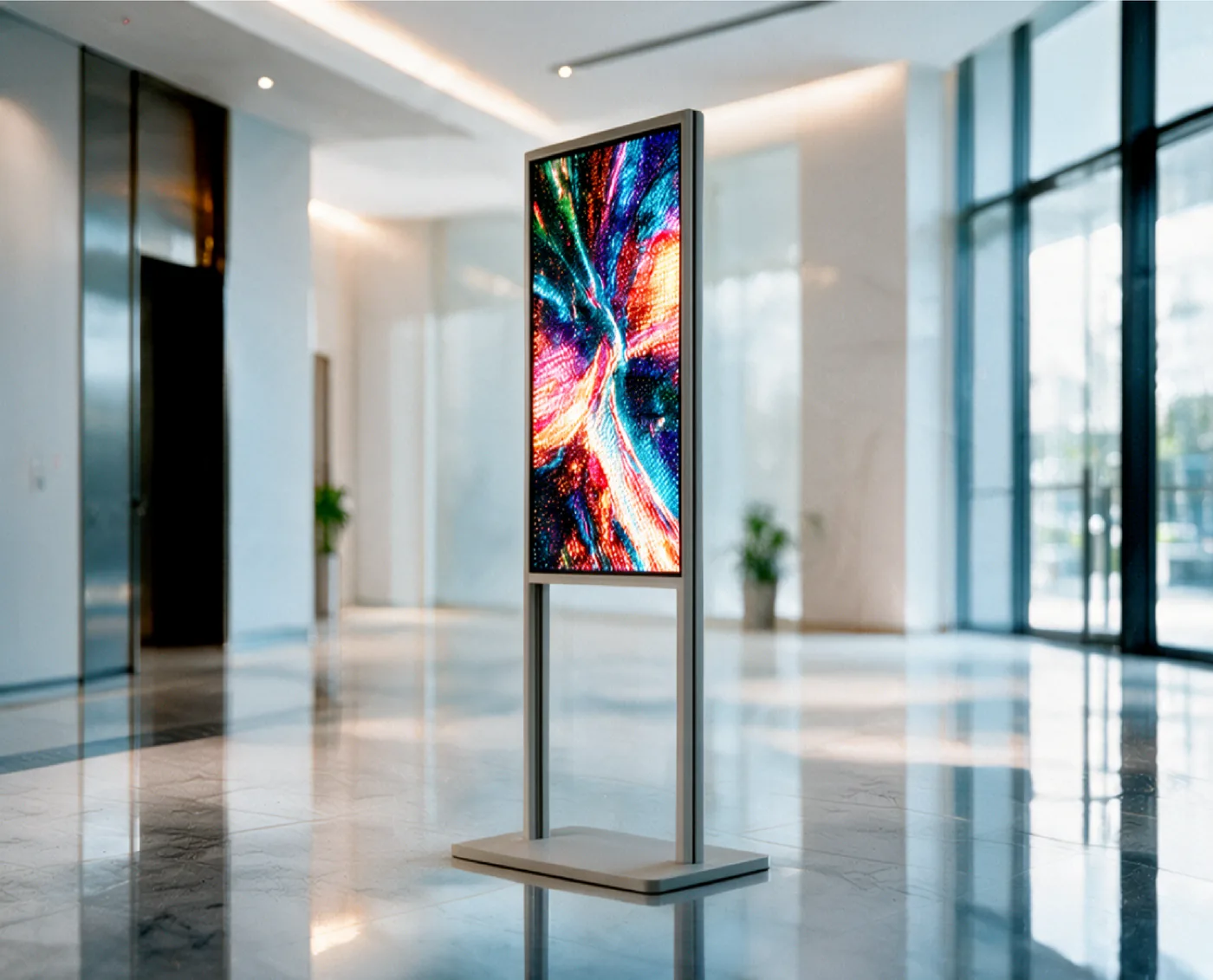 Totem LCD diffusant une création lumineuse