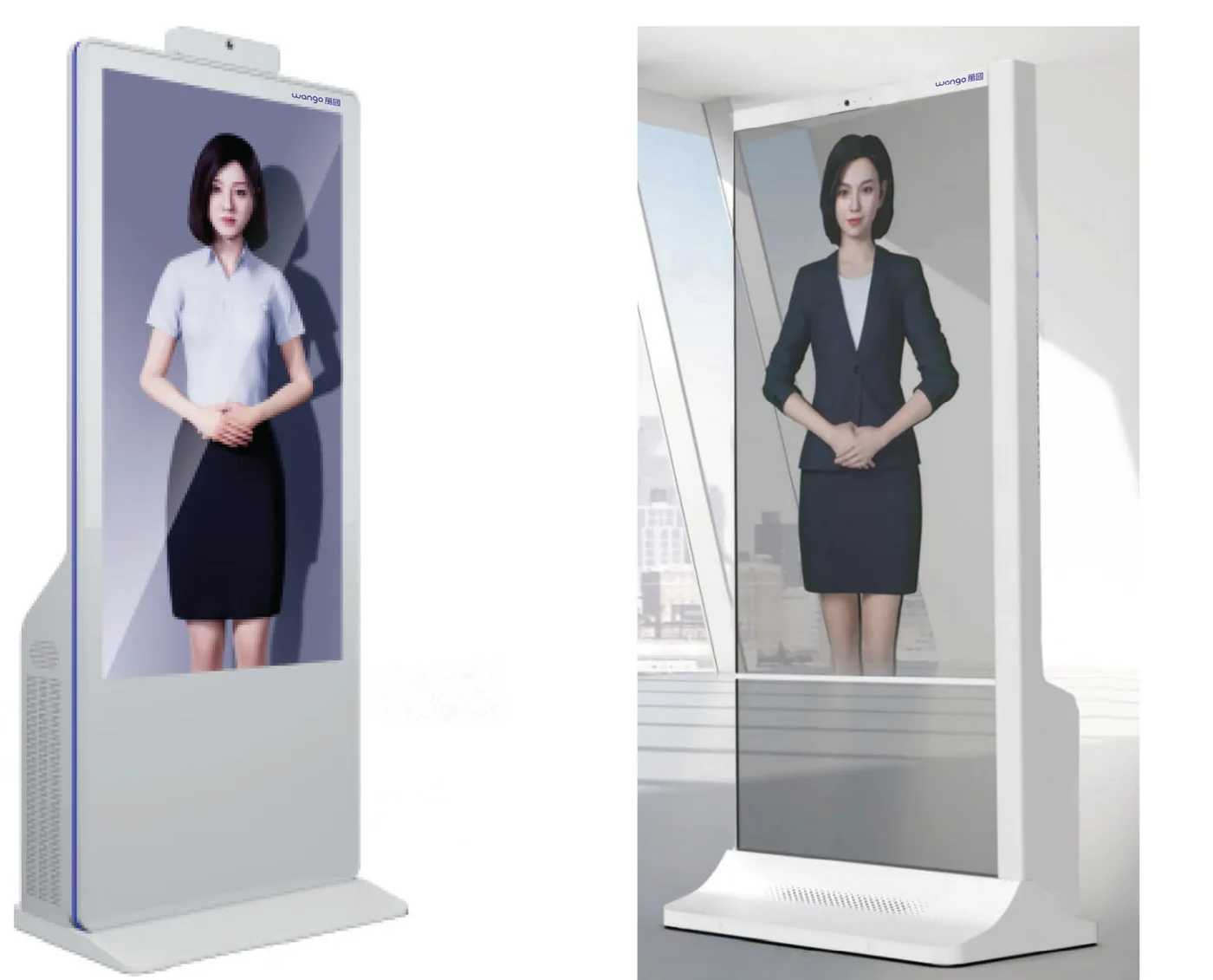 Totems équipés d'un humain digital animé par intelligence artificielle